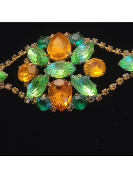 Husar.D Czech Glass Bracelet Victorian Style Large Teardrop Matquise Square - Picture 3 of 10